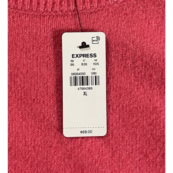 Express Super Soft Short Sleeve Crew Neck Knit Sweater. Pink, Women's XL NWT $68 - Picture 3 of 6